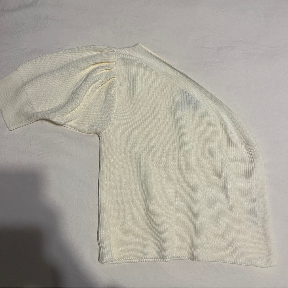 ASOS Cream Ribbed One-Shoulder Top